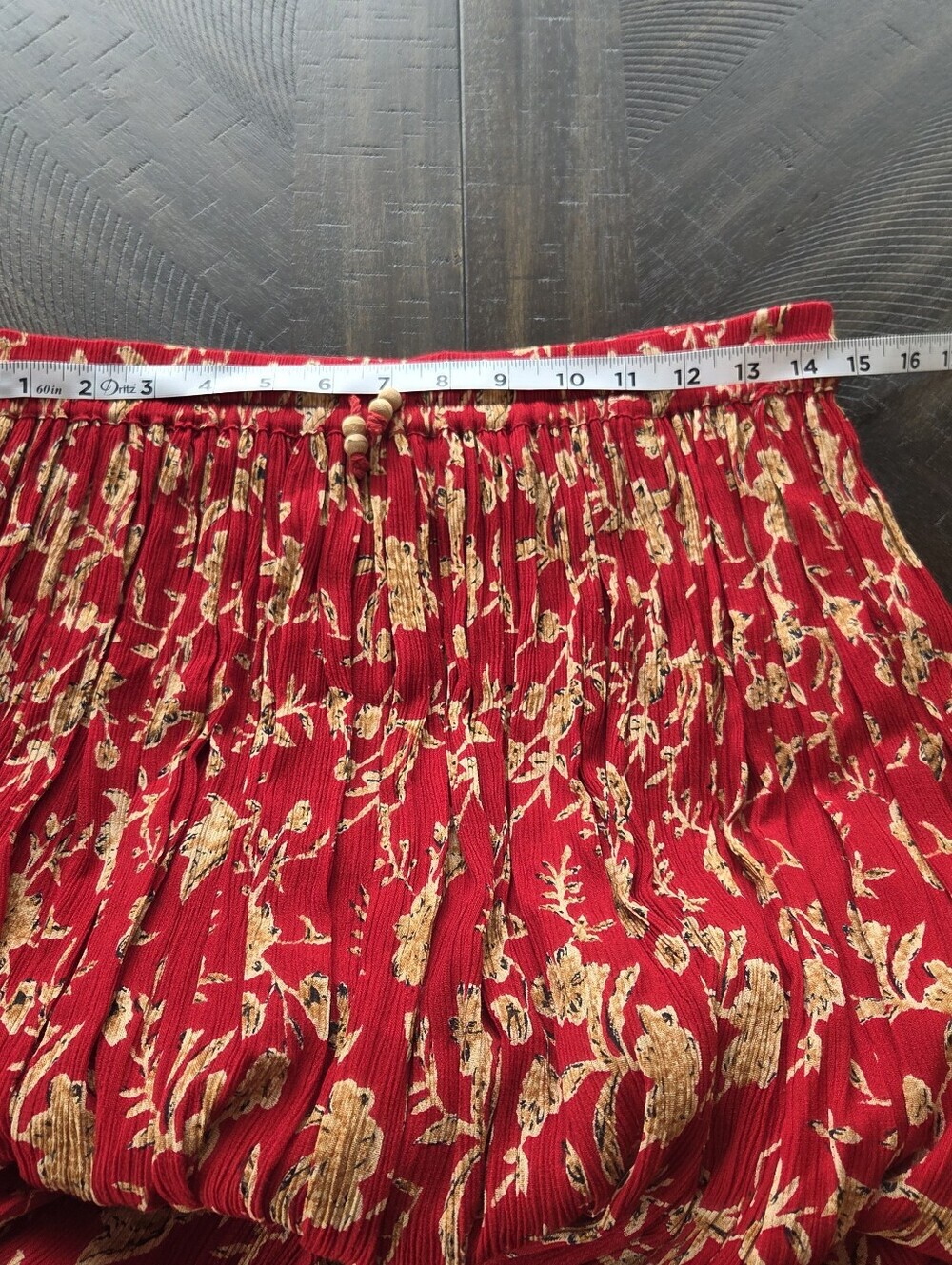 Vintage Liz Baker Red Floral Crinkle Broomstick Skirt 1X Plus Size Cottagecore - Picture 9 of 11